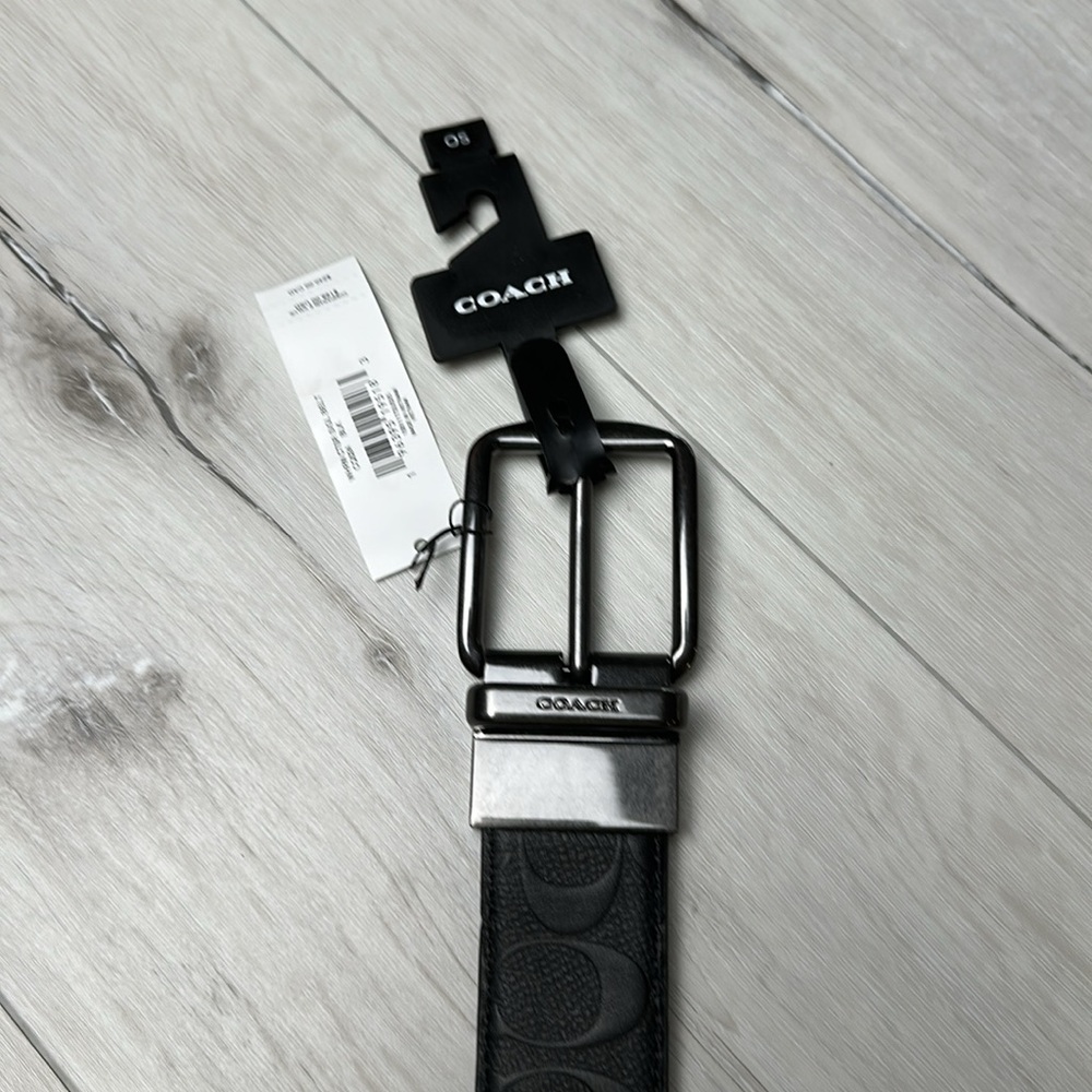 Coach Harness Buckle Cut To Size Reversible Belt Black 50" New‎ With Tags - Picture 7 of 8
